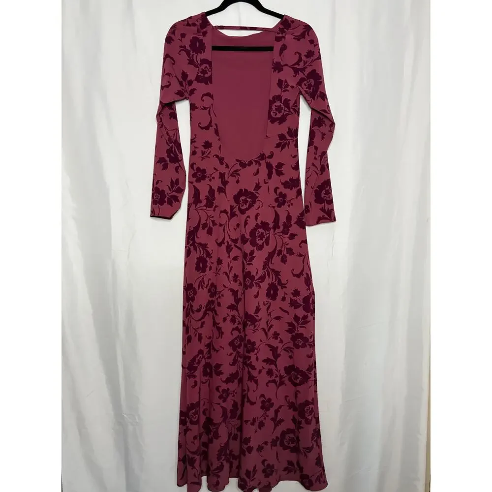 Abercrombie & Fitch Maxi Dress Mauve Pink Floral Women's Sz SP
